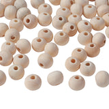 Unfinished Wood Beads, Natural Wooden Loose Beads Spacer Beads, Lead Free, Round, Moccasin, 8mm, Hole: 2~3mm, 200pcs/Set