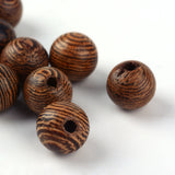 Natural Wood Beads, Lead Free, Round, Dyed, Coconut Brown, 8mm, Hole: 2mm, 100pcs/Set