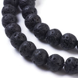 Natural Lava Rock Beads Strands, Round, Black, about 6mm in diameter, hole: 0.8mm, about 60pcs/strand, 16 inch