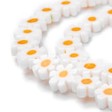 Handmade Millefiori Glass Bead Strands, Flower, White, 6.4~9x3.2mm, Hole: 1mm, about 56pcs/Strand, 15.75''(40cm)