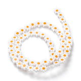 Handmade Millefiori Glass Bead Strands, Flower, White, 6.4~9x3.2mm, Hole: 1mm, about 56pcs/Strand, 15.75''(40cm)