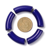 Opaque Acrylic Beads, Curved Tube, Blue, 34.5x13x11mm, Hole: 3.5mm, 6pcs/Set