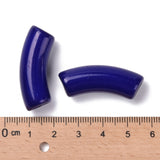 Opaque Acrylic Beads, Curved Tube, Blue, 34.5x13x11mm, Hole: 3.5mm, 6pcs/Set