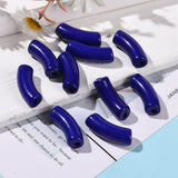 Opaque Acrylic Beads, Curved Tube, Blue, 34.5x13x11mm, Hole: 3.5mm, 6pcs/Set