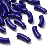 Opaque Acrylic Beads, Curved Tube, Blue, 34.5x13x11mm, Hole: 3.5mm, 6pcs/Set