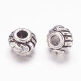 Tibetan Style Spacer Beads, Lead Free & Cadmium Free & Nickel Free, Rondelle, Antique Silver, about 6mm in diameter, 4.5mm thick, hole: 3mm, about 47pcs/20g