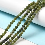 Natural Gemstone Beads, Taiwan Jade, Round, Olive, about 4mm in diameter, hole: 0.8mm, about 88pcs/strand, 15 inch, 10Strand/Set