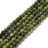 Natural Gemstone Beads, Taiwan Jade, Round, Olive, about 4mm in diameter, hole: 0.8mm, about 88pcs/strand, 15 inch, 10Strand/Set