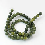 Natural Gemstone Beads, Taiwan Jade, Round, Olive, about 8mm in diameter, hole: 1mm, about 45~48pcs/strand, 15 inch, 10Strand/Set