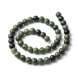 Natural Gemstone Beads, Taiwan Jade, Round, Olive, about 8mm in diameter, hole: 1mm, about 45~48pcs/strand, 15 inch, 10Strand/Set