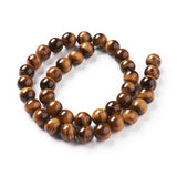 Natural Tiger Eye Beads Strands, Grade A, Round, 8mm, Hole: 1mm, about 48pcs/strand, 2Strand/Set