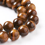 Natural Tiger Eye Beads Strands, Grade A, Round, 8mm, Hole: 1mm, about 48pcs/strand, 2Strand/Set