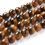 Natural Tiger Eye Beads Strands, Grade A, Round, 8mm, Hole: 1mm, about 48pcs/strand, 2Strand/Set