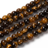 Round Tiger Eye Beads Strands, Grade AB+, Dark Goldenrod, 6mm, Hole: 1mm, about 60pcs/strand, 5Strand/Set