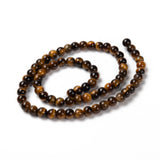 Round Tiger Eye Beads Strands, Grade AB+, Dark Goldenrod, 6mm, Hole: 1mm, about 60pcs/strand, 5Strand/Set