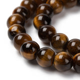 Round Tiger Eye Beads Strands, Grade AB+, Dark Goldenrod, 6mm, Hole: 1mm, about 60pcs/strand, 5Strand/Set