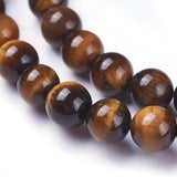 Round Tiger Eye Beads Strands, Grade AB+, Dark Goldenrod, 8mm, Hole: 1mm, about 48pcs/strand, 5Strand/Set