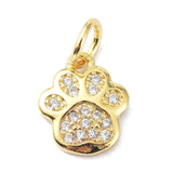 Brass Micro Pave Cubic Zirconia Charms, with Jump Ring, Long-Lasting Plated, Lead Free & Cadmium Free, Footprint, Real 18K Gold Plated, 10x8.5x2mm, 10pcs/Set