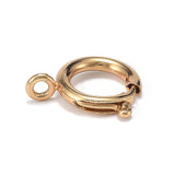 Brass Spring Ring Clasps, Long-Lasting Plated, Real 18K Gold Plated, 19x13.8x2.5mm, Hole: 2.3mm, 10pc/Set