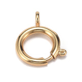 Brass Spring Ring Clasps, Long-Lasting Plated, Real 18K Gold Plated, 19x13.8x2.5mm, Hole: 2.3mm, 10pc/Set