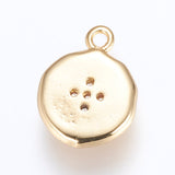 Brass Charms, with Cubic Zirconia, Flat Round with Star, Golden, 13x9.5x2mm, Hole: 1mm, 10pc/Set