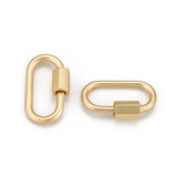 Brass Screw Carabiner Lock Charms, for Necklaces Making, Long-Lasting Plated, Oval, Matte, Real 18K Gold Plated, 20x10x1.9mm, 5pc/Set