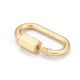 Brass Screw Carabiner Lock Charms, for Necklaces Making, Long-Lasting Plated, Oval, Matte, Real 18K Gold Plated, 20x10x1.9mm, 5pc/Set