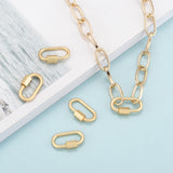 Brass Screw Carabiner Lock Charms, for Necklaces Making, Long-Lasting Plated, Oval, Matte, Real 18K Gold Plated, 20x10x1.9mm, 5pc/Set