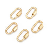 Brass Screw Carabiner Lock Charms, for Necklaces Making, Long-Lasting Plated, Oval, Matte, Real 18K Gold Plated, 20x10x1.9mm, 5pc/Set