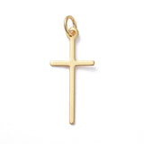 Brass Pendants, Long-Lasting Plated, Cross, Real 18K Gold Plated, 23x10.5x0.6mm, Hole: 3.2mm, 10pc/Set