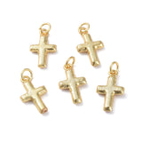 Textured Brass Pendants, Long-Lasting Plated, Cross, Real 18K Gold Plated, 18.7x10.2x2.2mm, Hole: 3.3mm, 10pc/Set