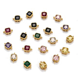 Real 18K Gold Plated Brass Micro Pave Cubic Zirconia Links Connectors, Long-Lasting Plated, Square, Mixed Color, 11.5x7x4mm, Hole: 1.2mm, 10pc/Set