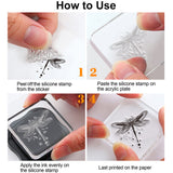 Custom Summer Theme PVC Plastic Clear Stamps, for DIY Scrapbooking, Photo Album Decorative, Cards Making, Dragonfly, 160x110mm