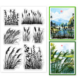 Custom Summer Theme PVC Plastic Clear Stamps, for DIY Scrapbooking, Photo Album Decorative, Cards Making, Bulrush, 160x110mm