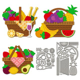 Wine & Fruit Basket Carbon Steel Cutting Dies Stencils, for DIY Scrapbooking, Photo Album, Decorative Embossing Paper Card, Mixed Shapes, 79~93x93~142x0.8mm, 2pcs/set