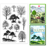 Custom Summer Theme PVC Plastic Clear Stamps, for DIY Scrapbooking, Photo Album Decorative, Cards Making, Tree, 160x110mm