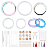 DIY Bangle Making Kits, with DIY Bangle Silicone Molds, Suede Tassels, Iron Split Key Rings, UV Gel Nail Art Tinfoi, 100ml Measuring Cup Plastic Tools, 101x10.5mm, Inner Diameter: 77mm, 1pc/set