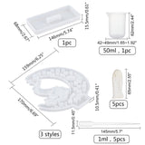 DIY Crescent Castle Silicone Molds Kits, for UV Resin, Epoxy Resin, Desktop Decorations Making, with Latex Finger Cots, Plastic Measuring Cup & Pipettes, White, 110x126x25.5mm - CRASPIRE