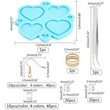 DIY Heart Shape Earring Silicone Mold Kits, Include Brass Earring Hooks, Plastic Ear Nuts & 304 Stainless Steel Beading Tweezers, Blue, 6.8x5.2x1.1cm - CRASPIRE