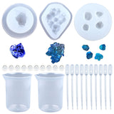 DIY Jewelry Kits, with Silicone Molds, Plastic Transfer Pipettes & Measuring Cup, Latex Finger Cots, White, Molds: 3pcs/set