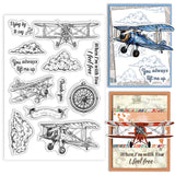 Custom Summer Theme PVC Plastic Clear Stamps, for DIY Scrapbooking, Photo Album Decorative, Cards Making, Airplane, 160x110mm