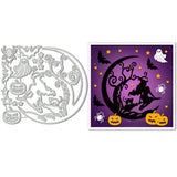 Halloween Moon with Witch Carbon Steel Cutting Dies Stencils, for DIY Scrapbooking, Photo Album, Decorative Embossing Paper Card, 157x142x0.8mm