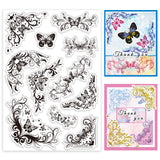 Custom Summer Theme PVC Plastic Clear Stamps, for DIY Scrapbooking, Photo Album Decorative, Cards Making, Butterfly, 160x110mm