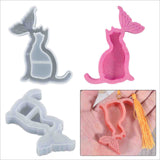 Resin Casting Molds, For UV Resin, Epoxy Resin Craft Making, Cat & Fishtail Shape, White, 79x49x11mm