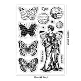 Globleland Custom PVC Plastic Clear Stamps, for DIY Scrapbooking, Photo Album Decorative, Cards Making, Butterfly, 160x110x3mm