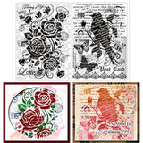 Globleland PVC Stamps, for DIY Scrapbooking, Photo Album Decorative, Cards Making, Stamp Sheets, Film Frame, Rose Pattern, 21x14.8x0.3cm