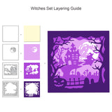 Globleland Halloween Witch Carbon Steel Cutting Dies Stencils, for DIY Scrapbooking, Photo Album, Decorative Embossing Paper Card, Stainless Steel Color, House, 80~119x98~119x0.8mm, 2pcs/set