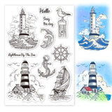 Globleland Custom PVC Plastic Clear Stamps, for DIY Scrapbooking, Photo Album Decorative, Cards Making, Lighthouse, 160x110x3mm
