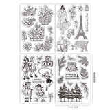 Plant & Human Theme Clear Stamps, 4Pcs/Set