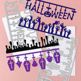 Globleland Halloween Theme Carbon Steel Cutting Dies Stencils, for DIY Scrapbooking, Photo Album, Decorative Embossing Paper Card, Stainless Steel Color, Halloween Themed Pattern, 142~144x72~94x0.8mm, 4pcs/set